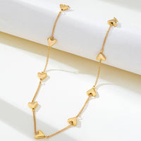 Puffed Heart Station Necklace