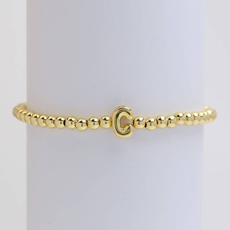INITIAL MONOGRAM BUBBLE STRETCH BEAD BRACELET