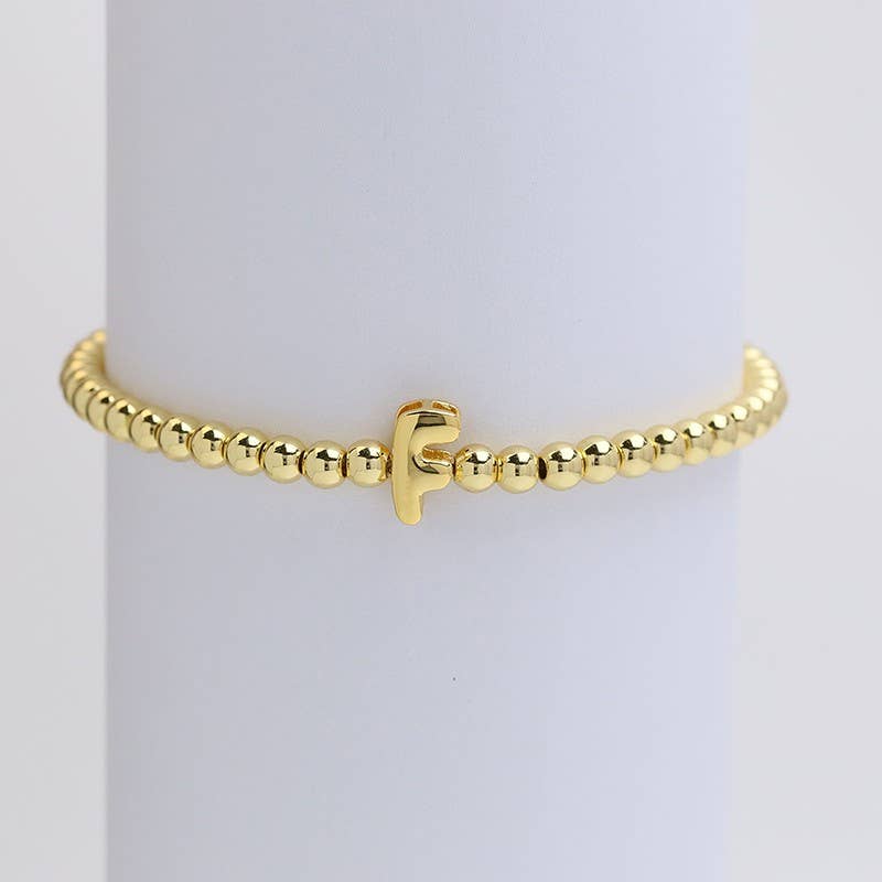 INITIAL MONOGRAM BUBBLE STRETCH BEAD BRACELET