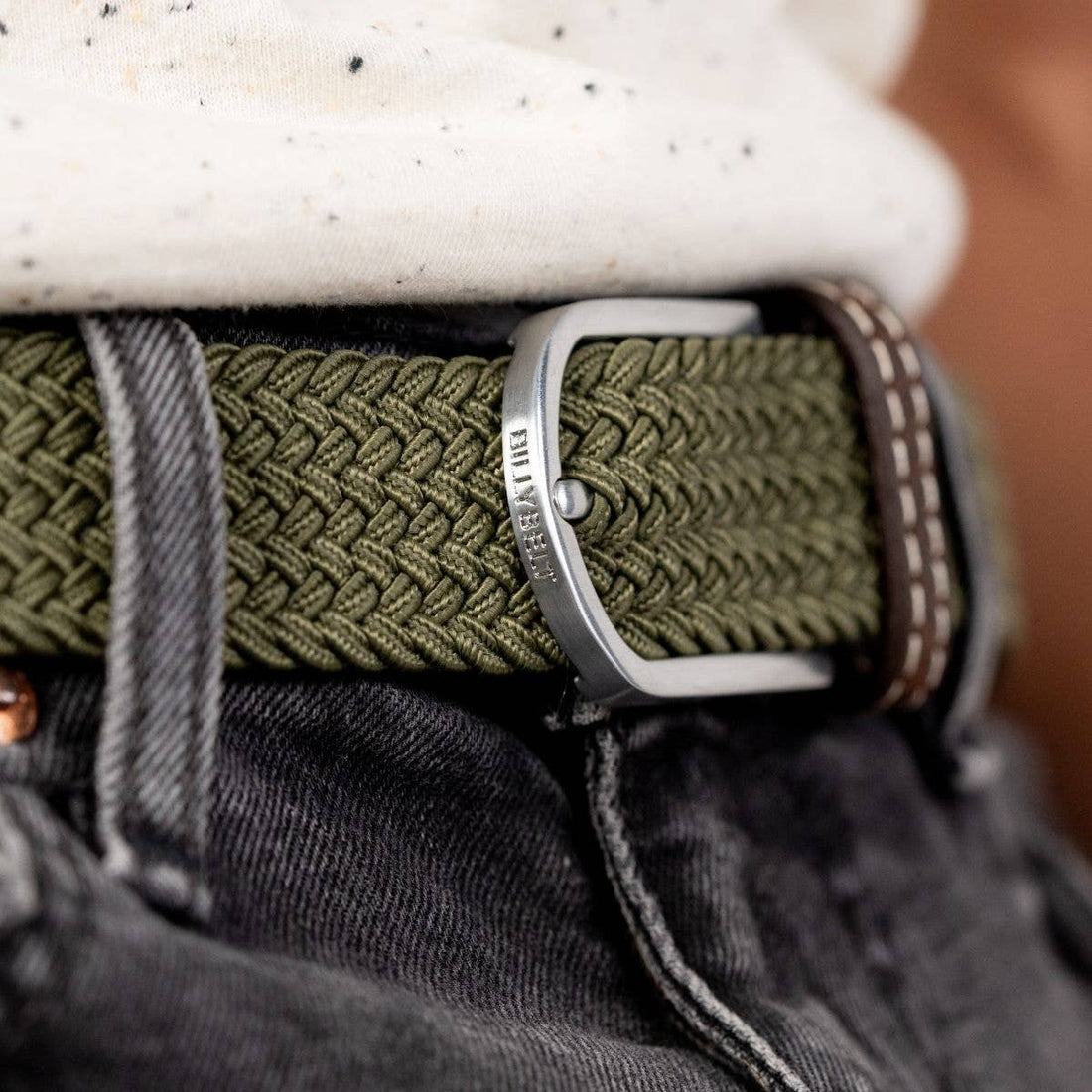 Elastic Braided Belt Armed Green