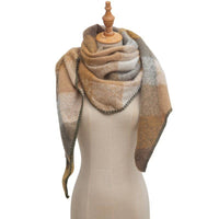 Plaid Multi Color Fleece Triangle Scarf