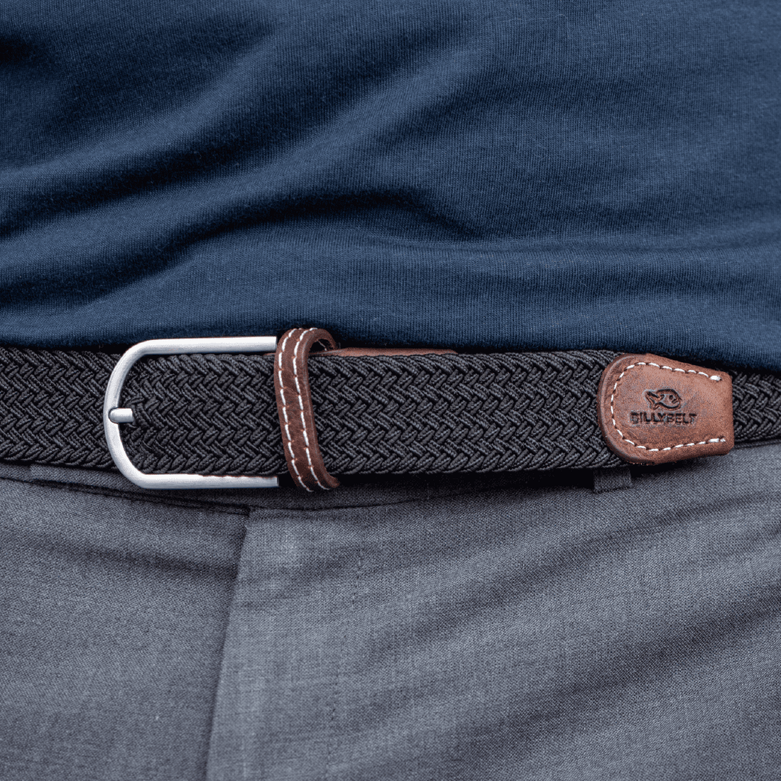 Black Licorice Braided Elastic Belt