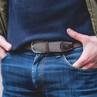 Beige Taupe Braided Elastic Belt