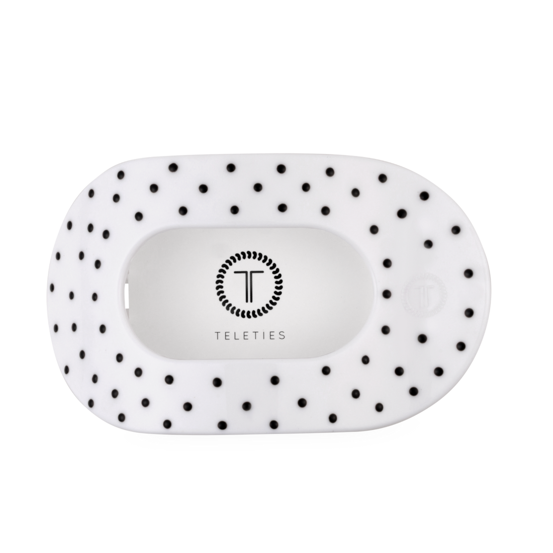 Flat Round | White Polka Dot Party | Large Hair Clip