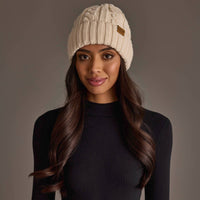 Cream Cable Knit Design Beanie