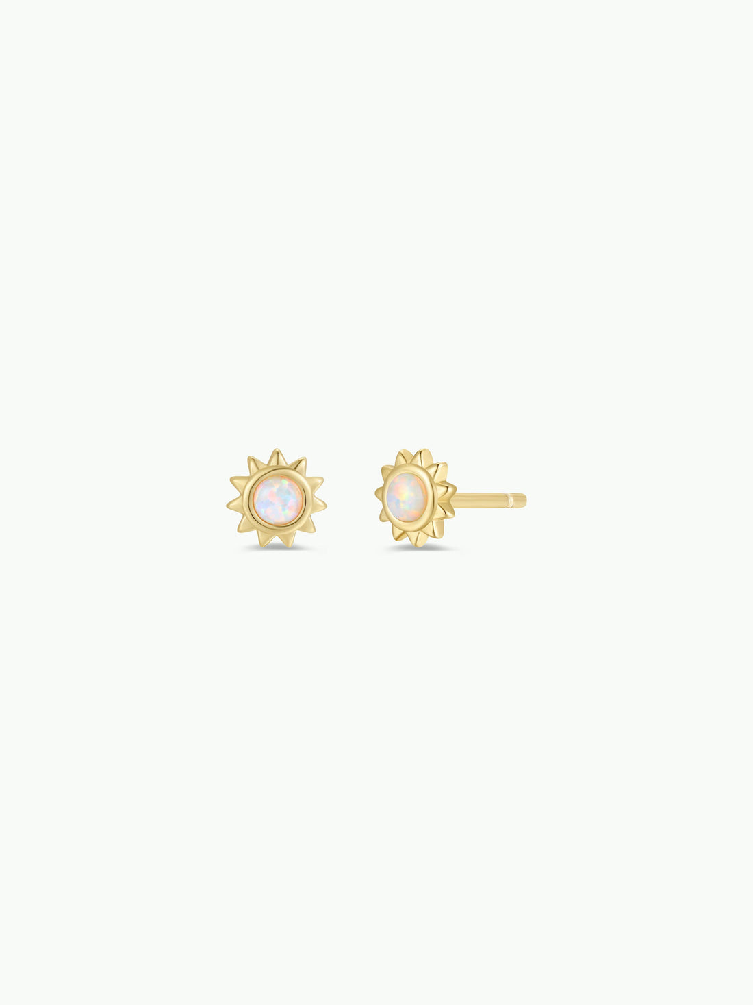 Sun Stud - White Opal - Gold Earrings