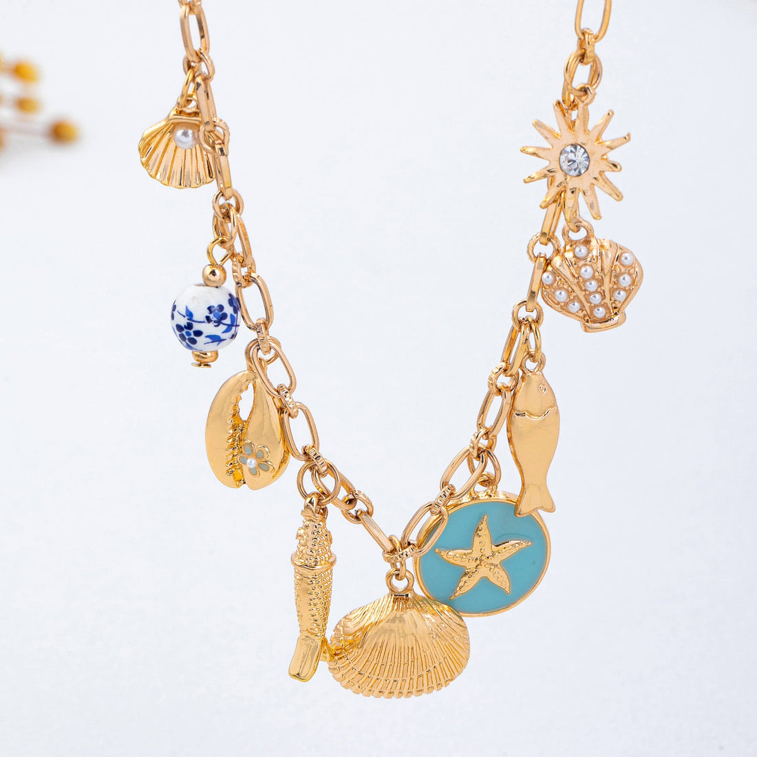 Coastal Seashells Charm Necklace