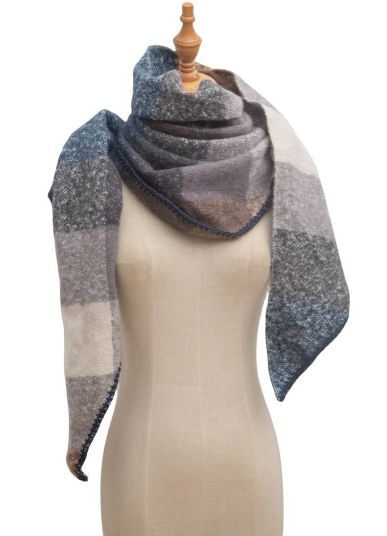 Plaid Multi Color Fleece Triangle Scarf