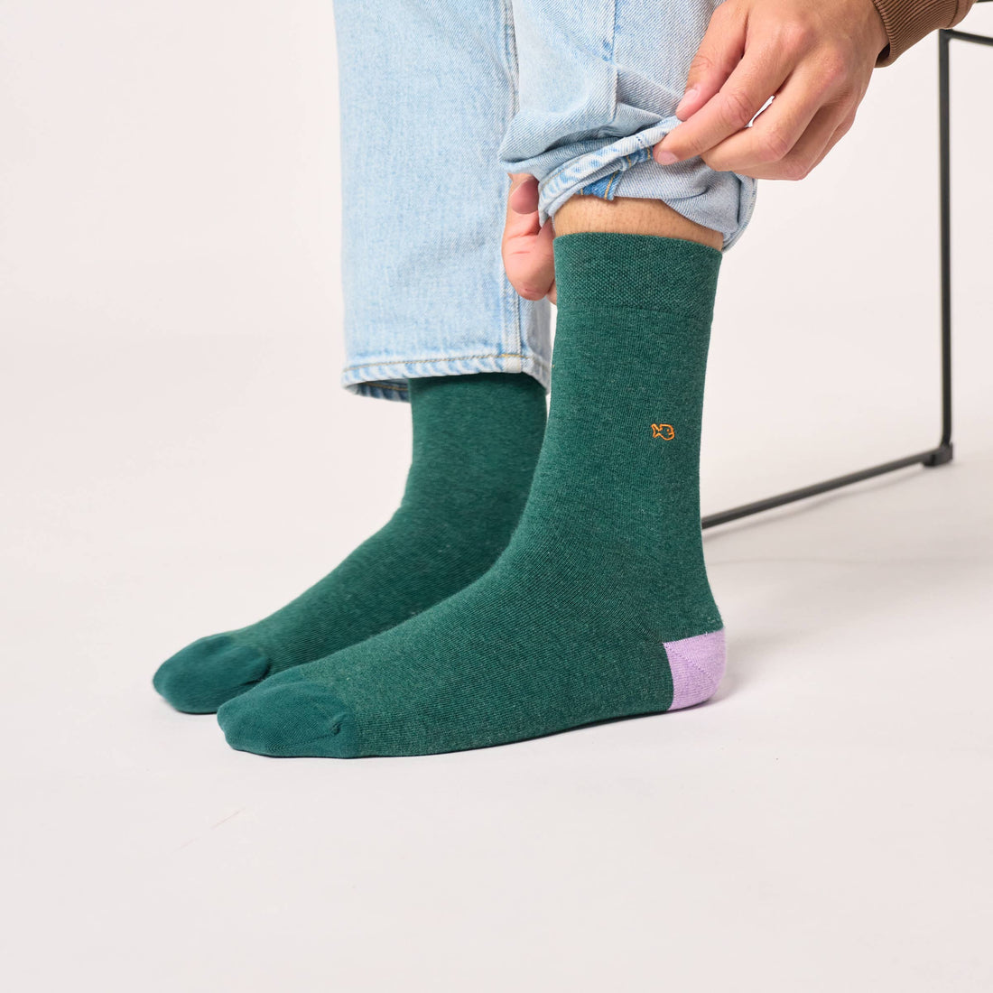 Solid combed cotton socks - Heather green