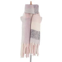 Soft Chunky Plaid Fleece Oblong Tassel Scarf