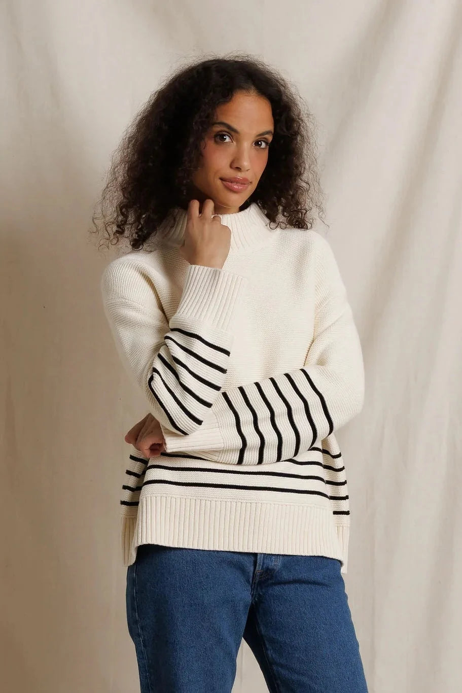 Elsie Stripe Turtleneck Sweater