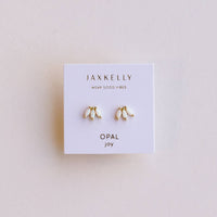 Opal Crown Stud - White - Gold Earrings