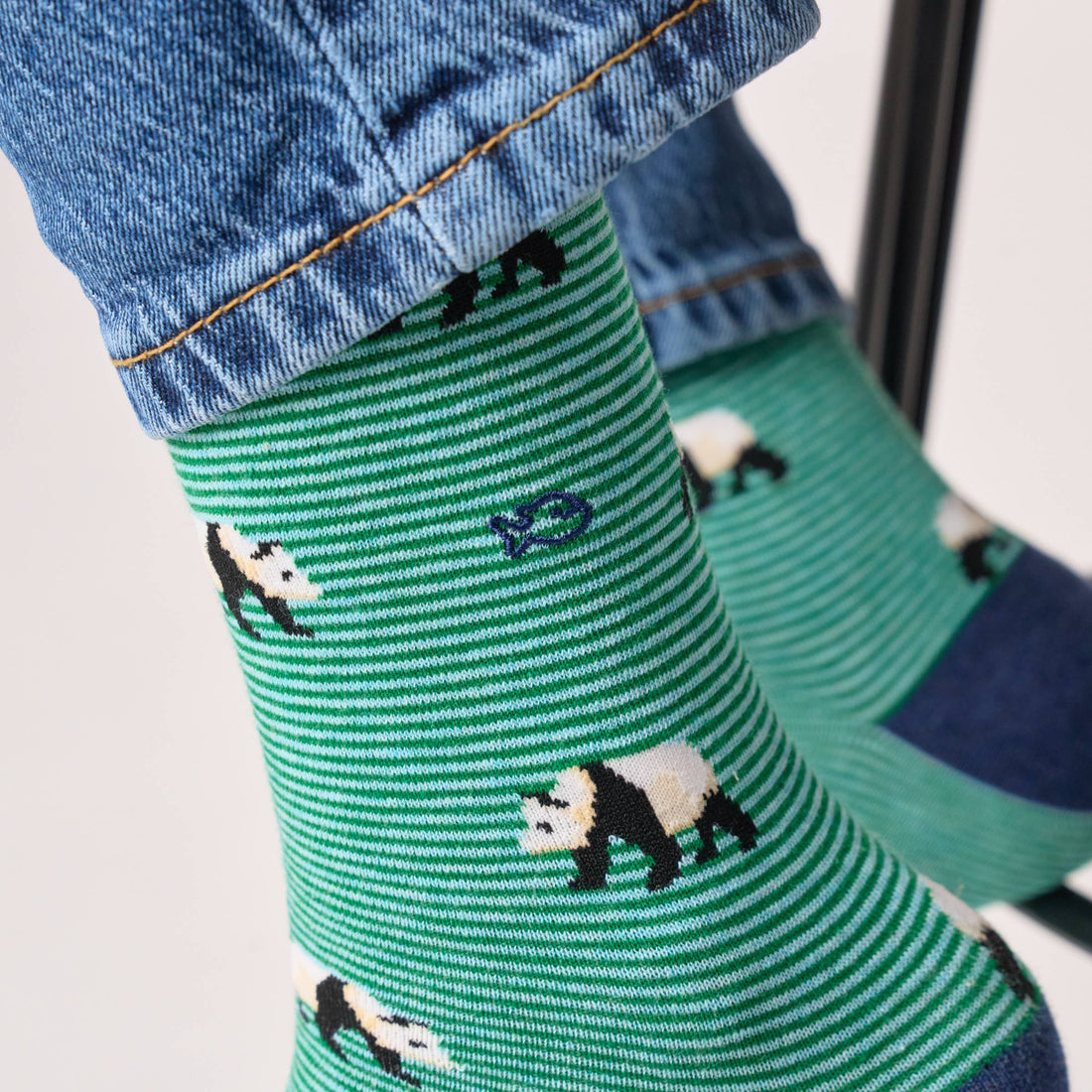 Combed cotton socks animals - White Panda