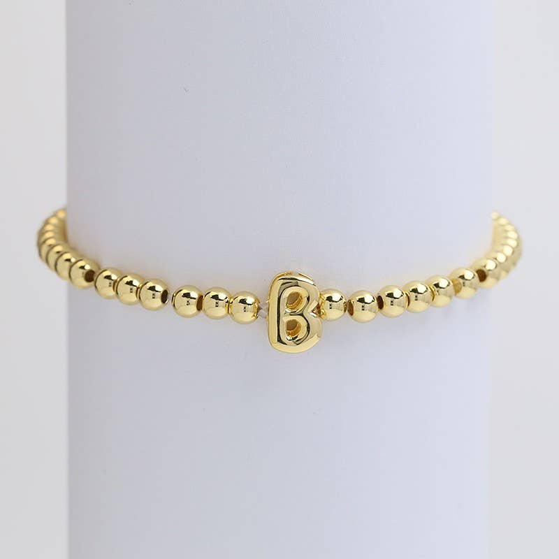 INITIAL MONOGRAM BUBBLE STRETCH BEAD BRACELET