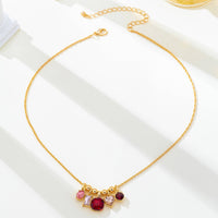 Multicolor Crystal Cluster Charm Pendant Necklace