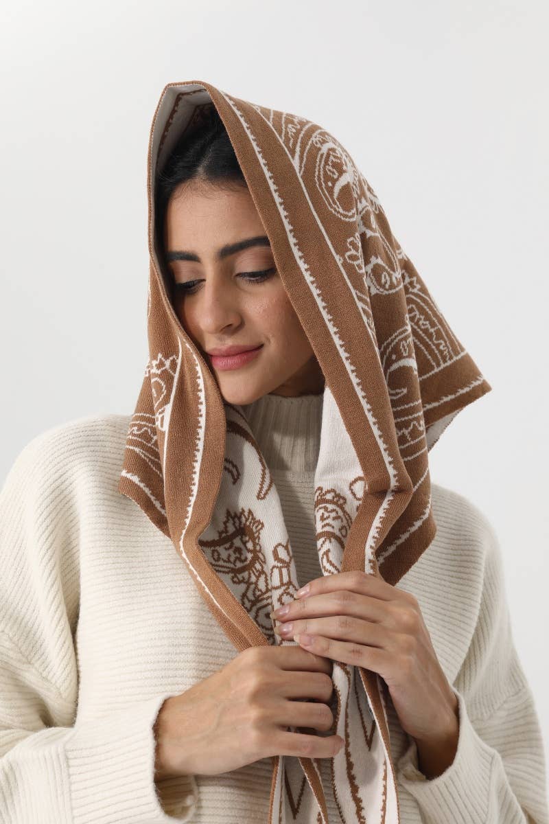 Paisley Knit Triangle Scarf
