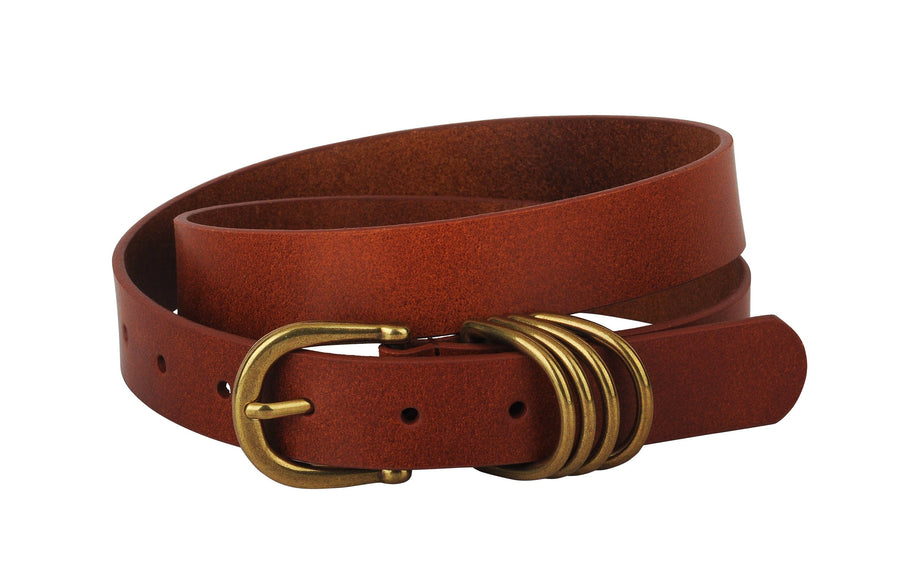 Multi D-Ring Genuine Leather Belt