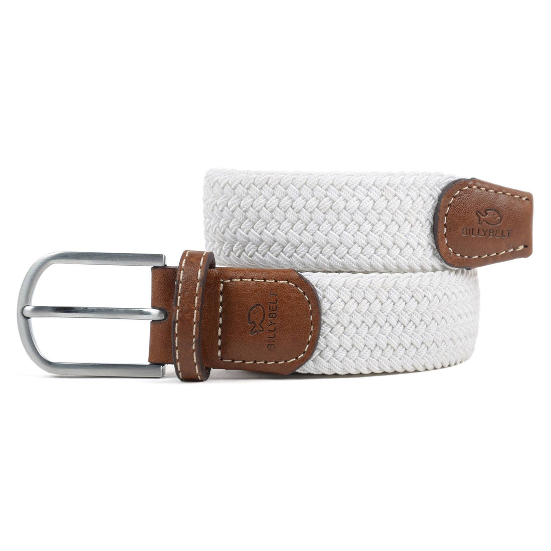 Coco White Woven Elastic Belt