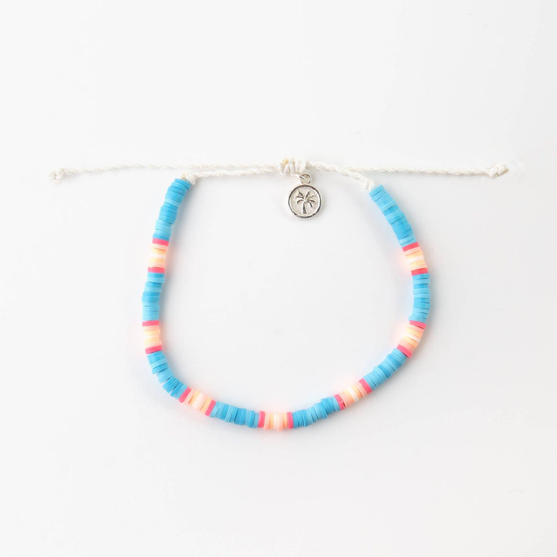 Blue and White Clay Bead Bracelet
