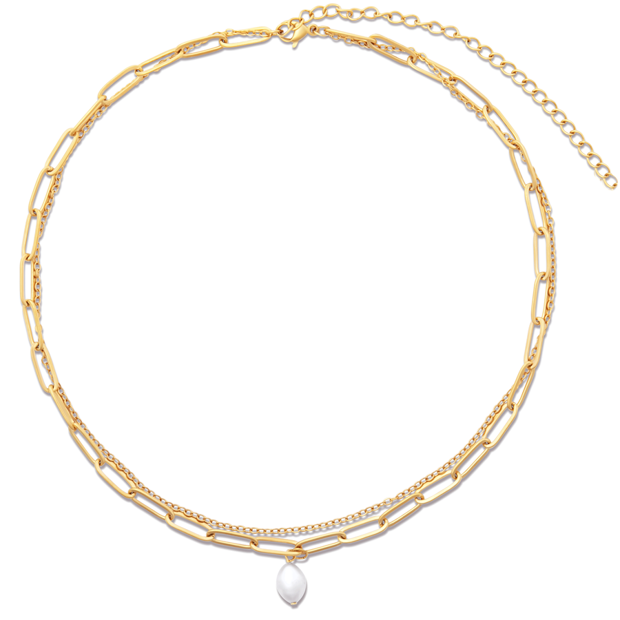 Renee Double Chain Pearl Choker Necklace