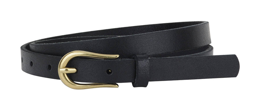 Basic Skinny Leather Belt with Equestrian Buckle